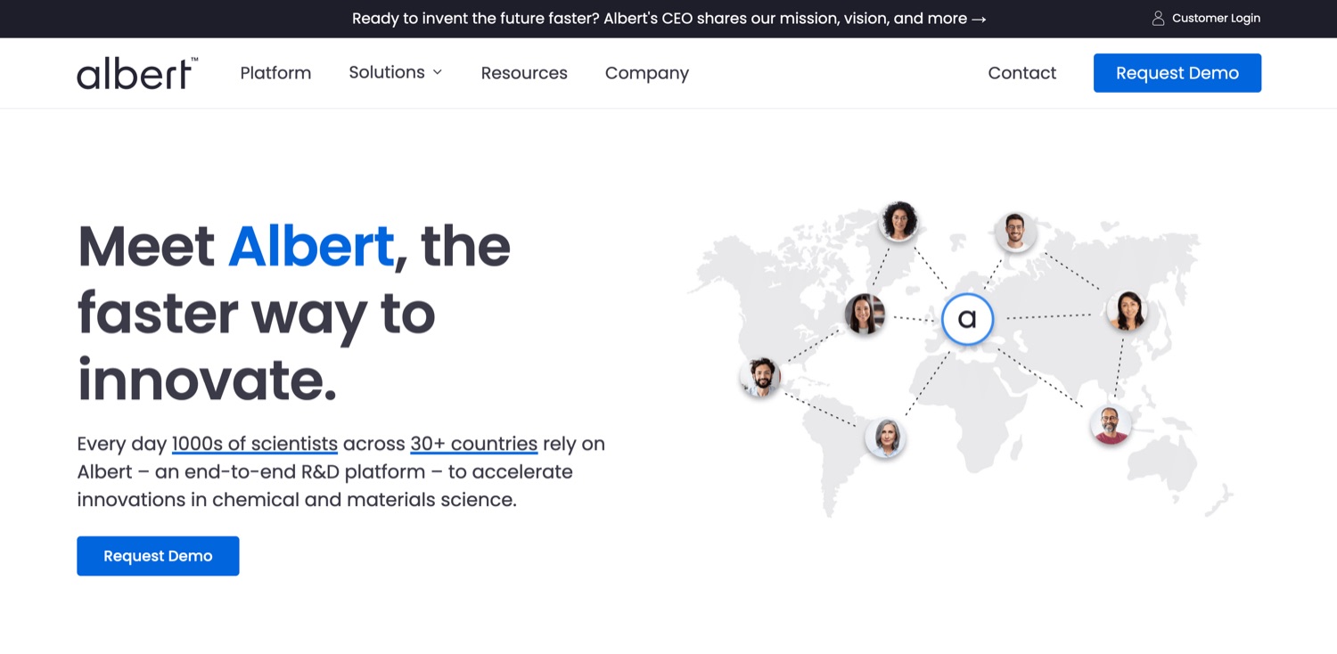 Albert Invent software website, development and launch