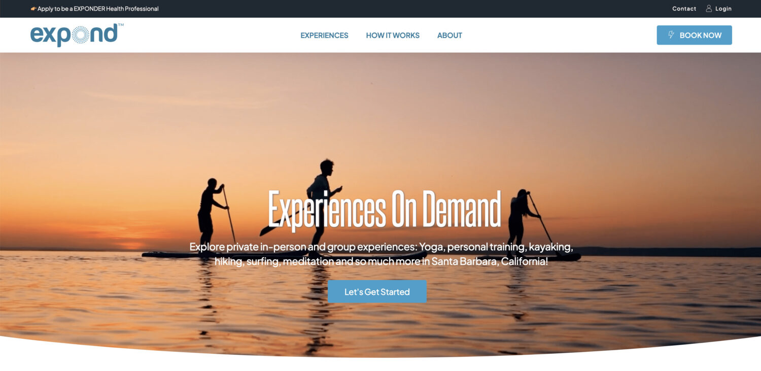 Expond experiences booking website and app development