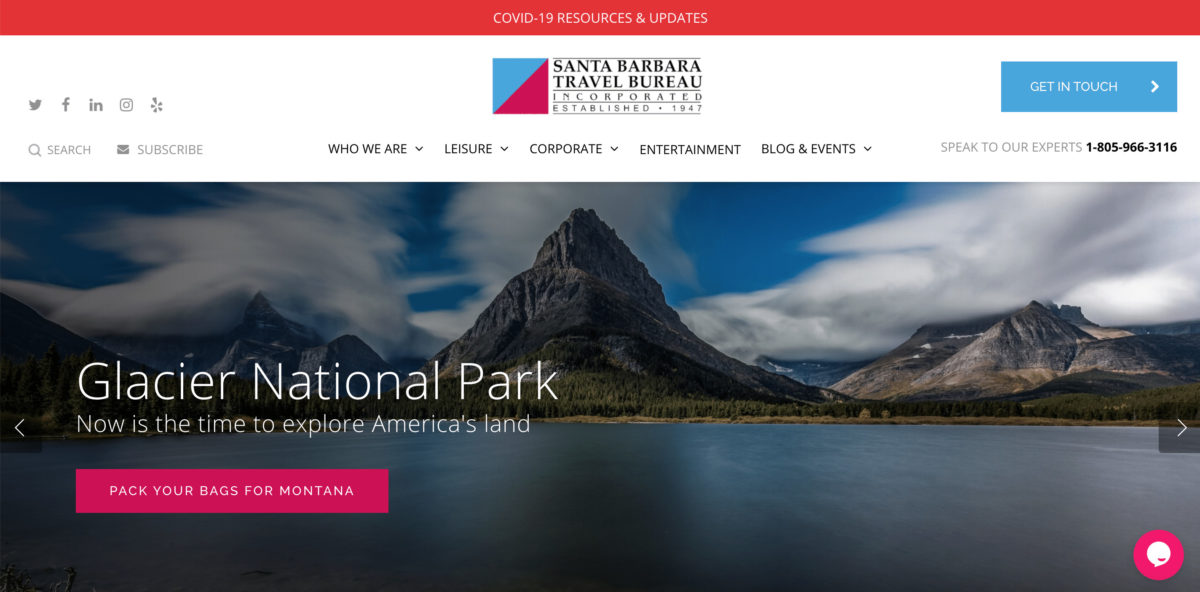 Santa Barbara Travel Bureau travel services website